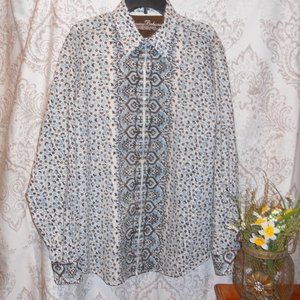 Tommy Bahama Denim XL Blue/Brown L/S Shirt Mixed Patterns